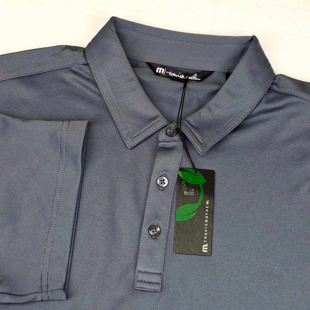 Travis Mathew Cabana Solid Polo Men's L Stormy Grey Eco Recycled TM1MAA370 NEW